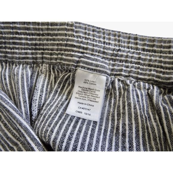 Talbots Pants Linen Blend Gray & White Ticking Striped Wide Leg Ankle 4 NEW - Picture 6 of 6